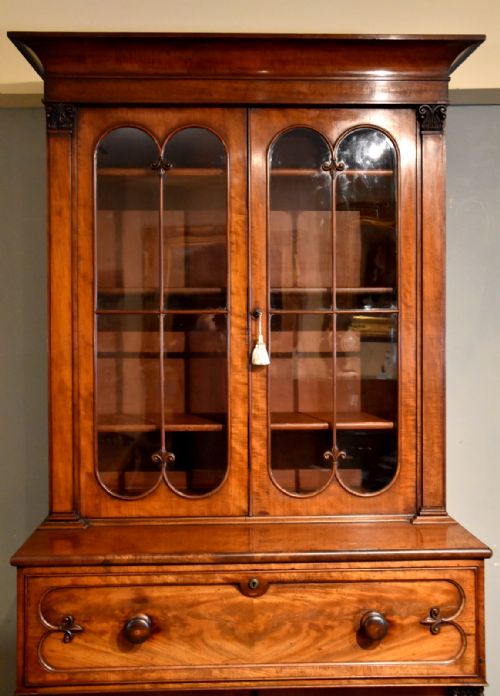 WILLIAM IV MAHOGANY SECRETAIRE BOOKCASE - ADDITIONAL PHOTO 3