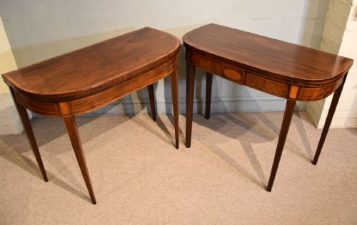 MATCHED PAIR OF LATE 18TH CENTURY CARD TABLES