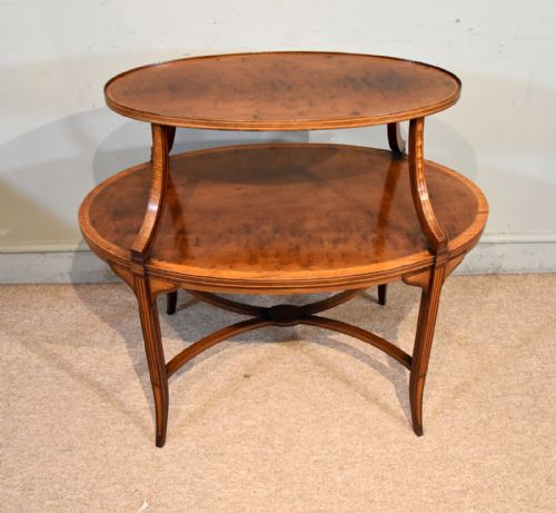 19TH CENTURY MAHOGANY OVAL ETAGERE TABLE
