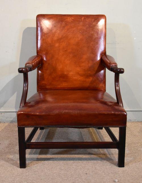 GEORGE III STYLE MAHOGANY GAINSBOROUGH ARMCHAIRS - ADDITIONAL PHOTO 3
