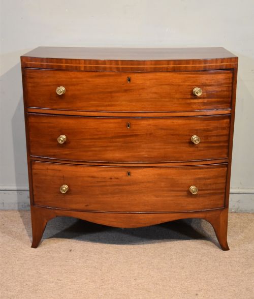 REGENCY PERIOD MAHOGANY BOW FRONTED CHEST OF DRAWERS - ADDITIONAL PHOTO 1