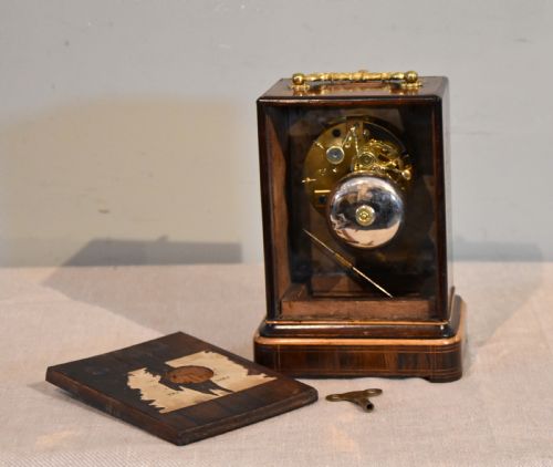 A FRENCH INLAID ROSEWOOD MANTEL CLOCK - ADDITIONAL PHOTO 3