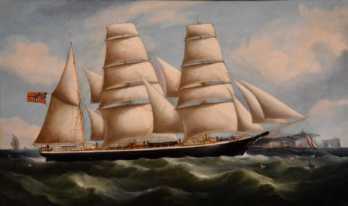 OIL PAINTING BY RICHARD B SPENCER THE NORWEGIAN BARQUE 'VICK' - ADDITIONAL PHOTO 1