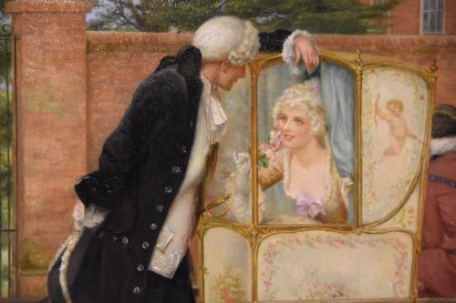 OIL PAINTING BY DELAPOER DOWNING THE SEDAN CHAIR - ADDITIONAL PHOTO 2