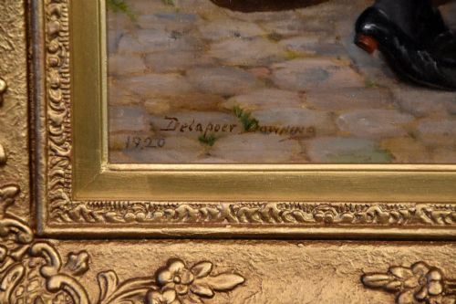 OIL PAINTING BY DELAPOER DOWNING THE SEDAN CHAIR - ADDITIONAL PHOTO 3