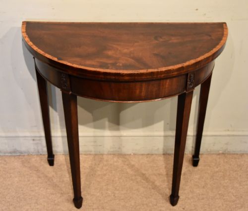 GEORGE III DEMI LUNE MAHOGANY CARD TABLE - ADDITIONAL PHOTO 1