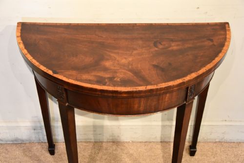 GEORGE III DEMI LUNE MAHOGANY CARD TABLE - ADDITIONAL PHOTO 3