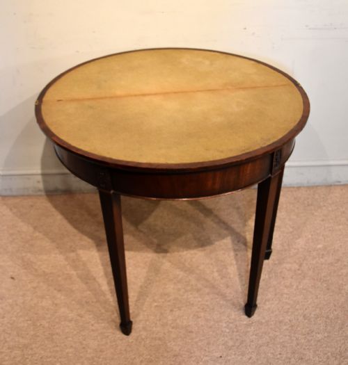 GEORGE III DEMI LUNE MAHOGANY CARD TABLE - ADDITIONAL PHOTO 4