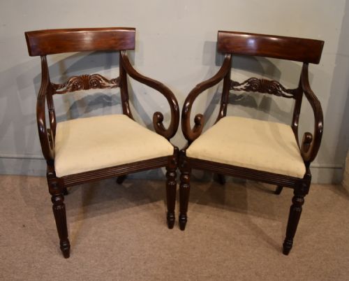 PAIR OF REGENCY PERIOD MAHOGANY ARMCHAIRS
