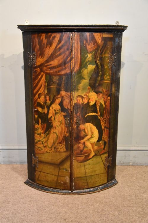 18TH CENTURY DUTCH BOW FRONTED CORNER CUPBOARD