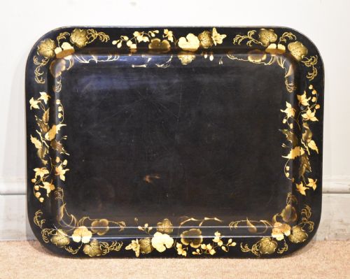 LARGE REGENCY PAPIER MACHE GILDED TRAY