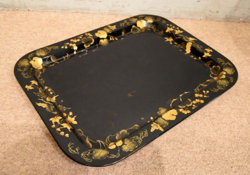 LARGE REGENCY PAPIER MACHE GILDED TRAY - ADDITIONAL PHOTO 1
