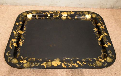 LARGE REGENCY PAPIER MACHE GILDED TRAY - ADDITIONAL PHOTO 2