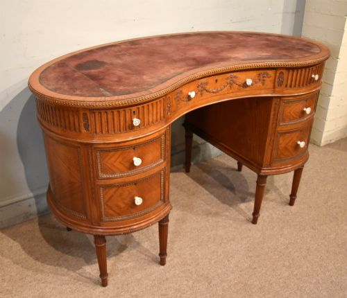 KIDNEY SHAPE SATINWOOD DESK BY MAPLE CO - ADDITIONAL PHOTO 3