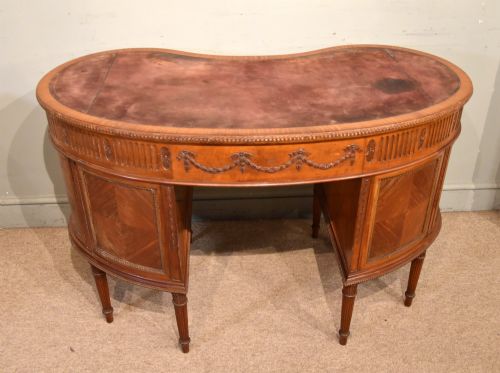 KIDNEY SHAPE SATINWOOD DESK BY MAPLE CO - ADDITIONAL PHOTO 7