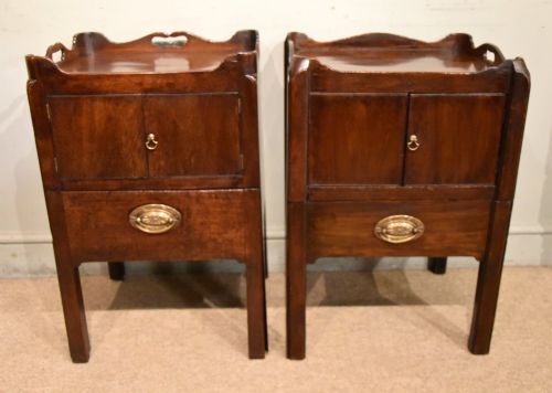 MATCHED PAIR 18TH CENTURY MAHOGANY BEDSIDE CABINETS - ADDITIONAL PHOTO 1