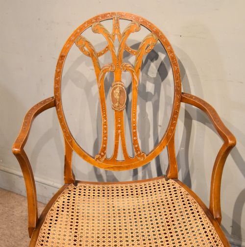 EDWARDIAN SATINWOOD PAINTED ARMCHAIR - ADDITIONAL PHOTO 6