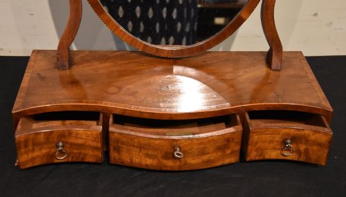 GEORGIAN MAHOGANY SERPENTINE FRONTED DRESSING MIRROR - ADDITIONAL PHOTO 3