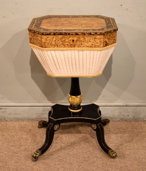 Regency Period Penwork Sewing Table