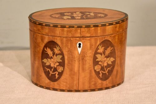 Late 18th Century Satinwood Oval Tea Caddy