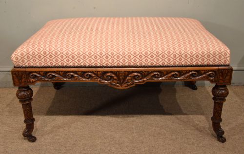 Victorian Carved Rosewood Dressing Stool