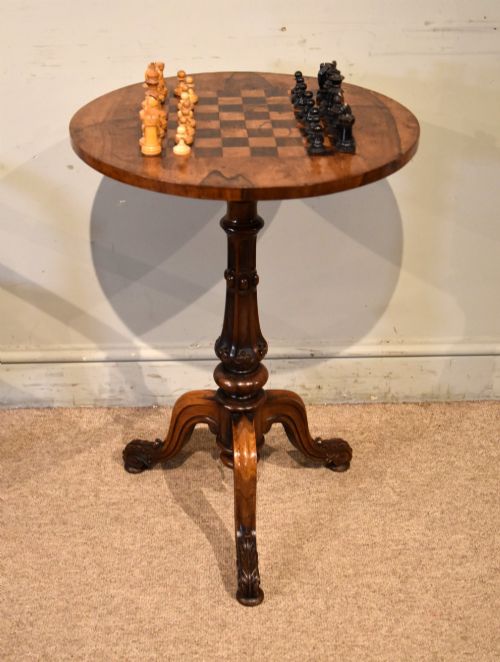 William IV Rosewood Tripod Table with Chess Board
