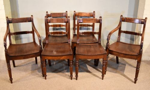Set of Six 19th Century Fruitwood Country Dining Chairs