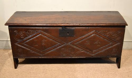 17th Century James I Oak Six Plank Coffer C1624