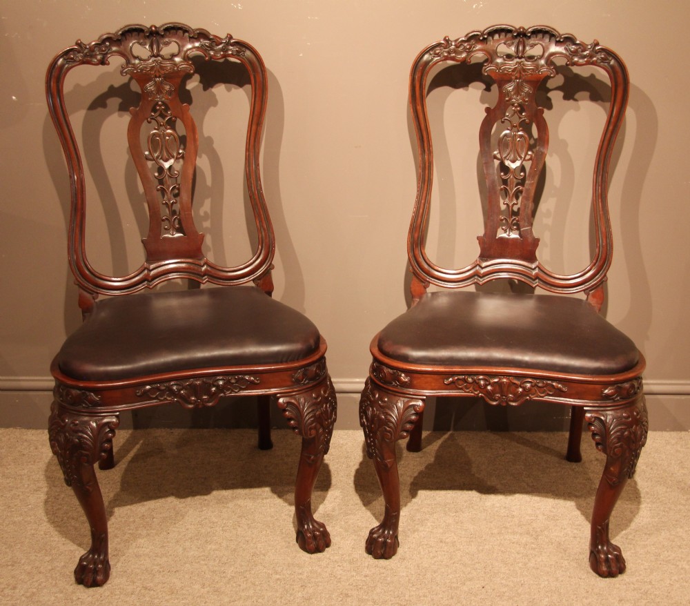 Superb Set of 8 Irish Mahogany Dining Chairs, Circa 1880