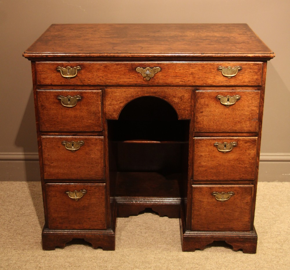 Handsome Early George II Oak Knee-Hole Desk, Circa 1730