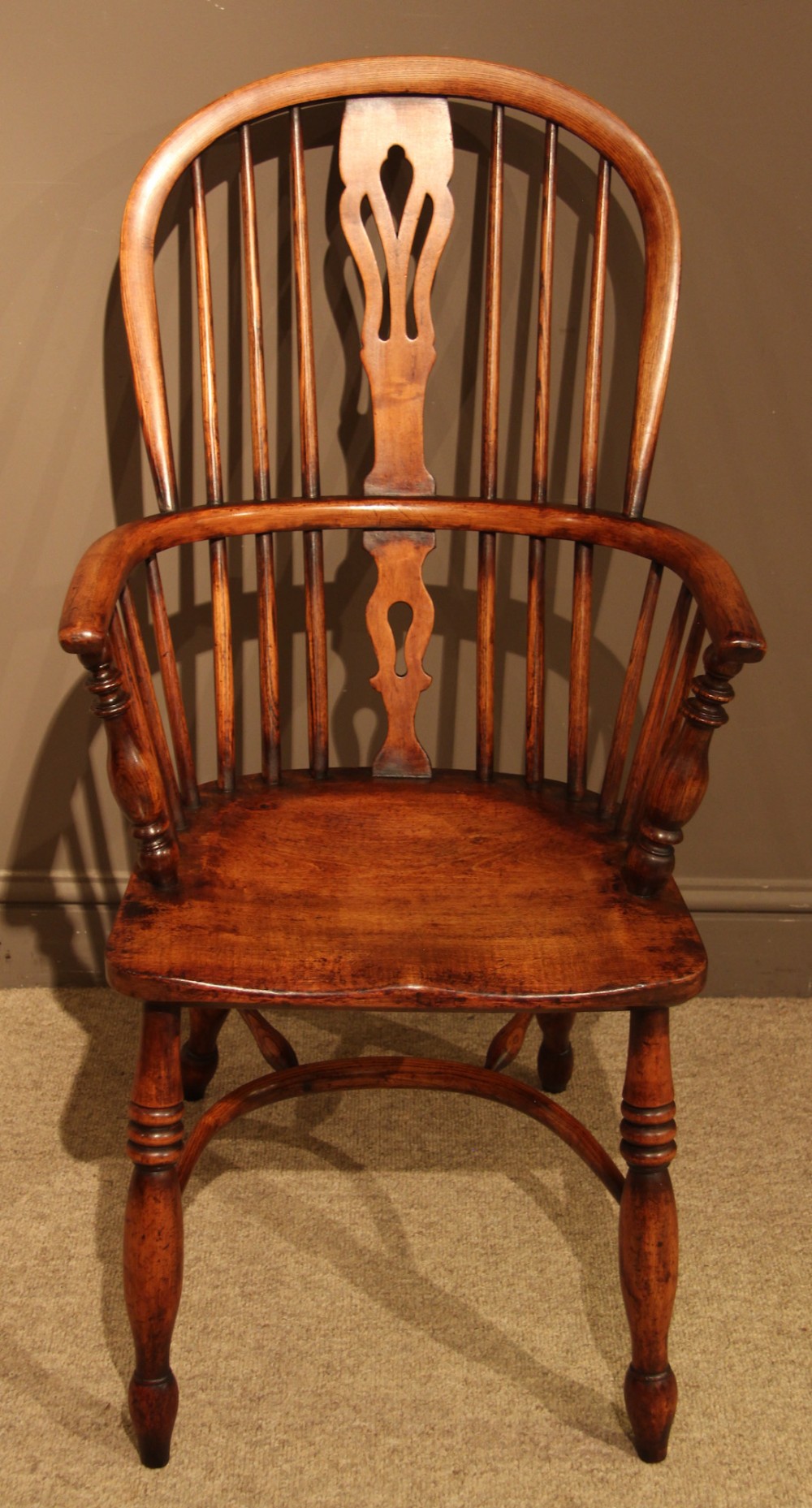 Early 19th Century Fruitwood Windsor Armchair, Stamped Godfrey Workshop