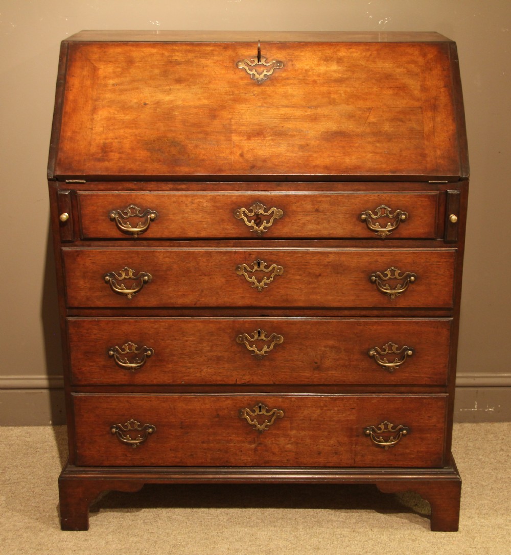 Handsome George II Walnut Bureau with Fitted Interior