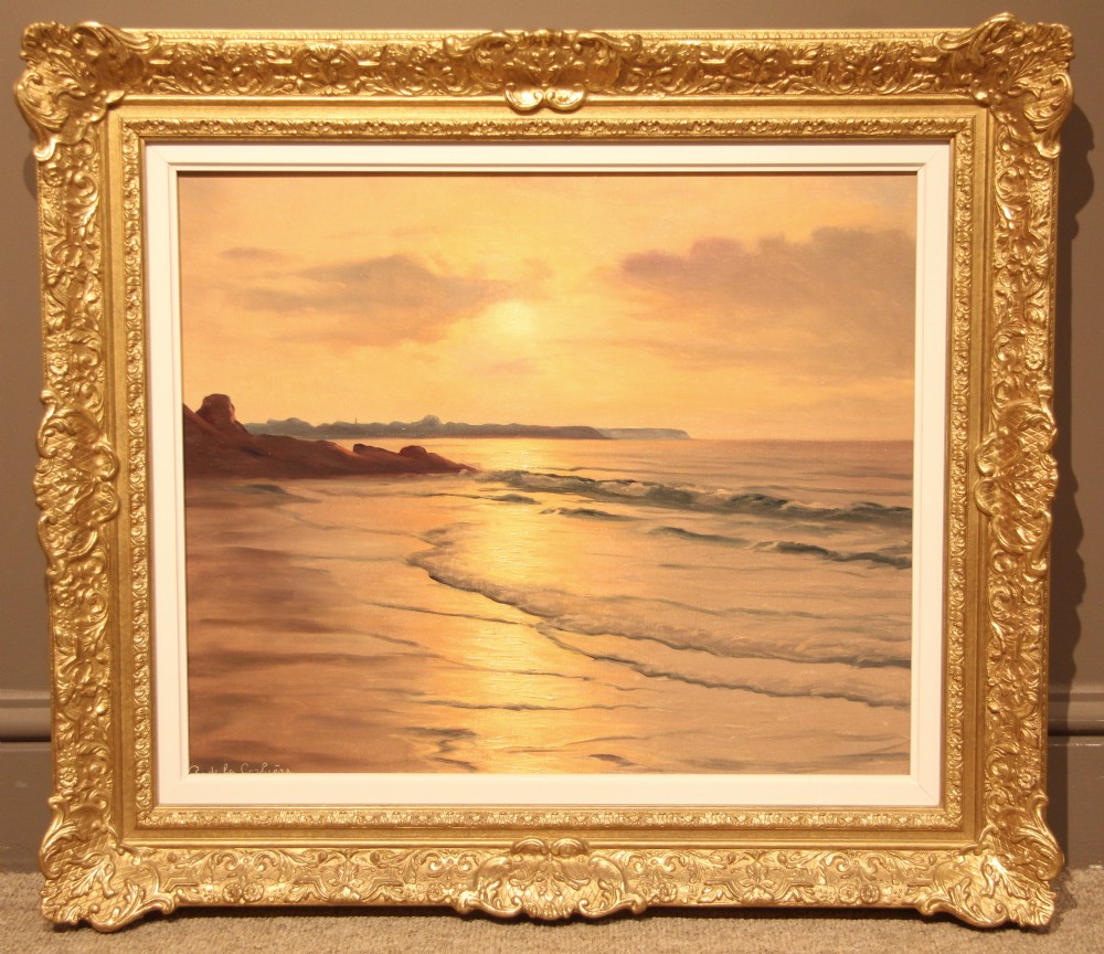 Brittany Coast Sunset Oil Painting by Roger de la Corbiere