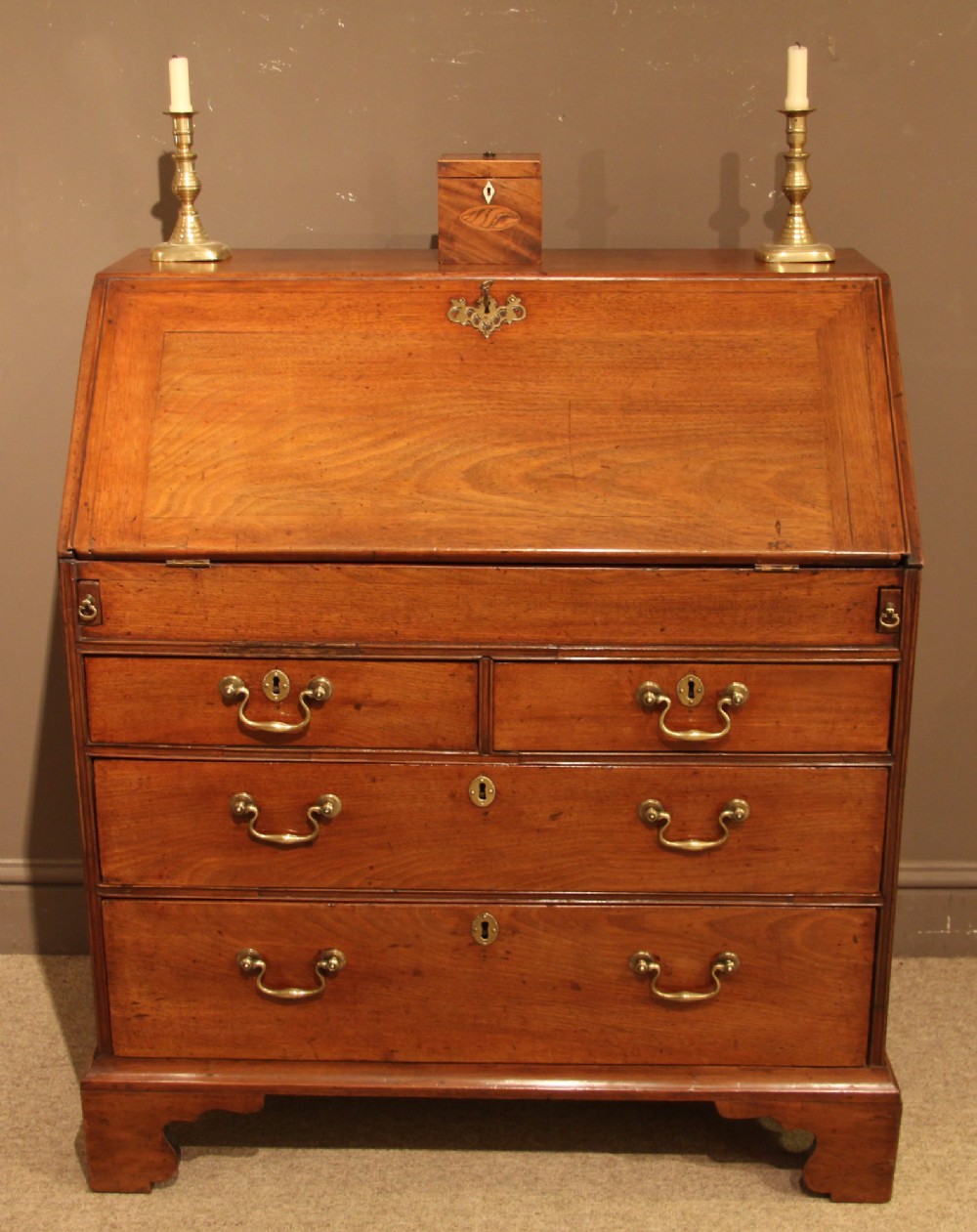 Superb Late George II Mahogany Bureau of Small Proportions