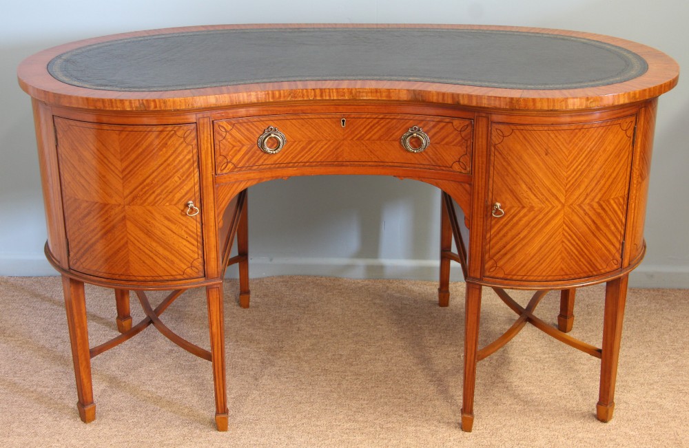 Satinwood Kidney Shaped Desk, Circa 1890
