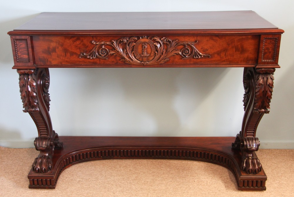 Large Elaborately Carved Gillows Mahogany Console Table, Circa 1835