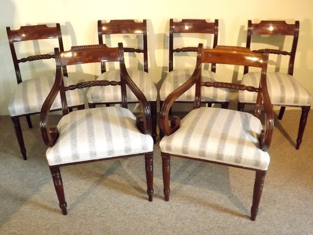 An Elegant Set of Six Rope Back Dining Chairs