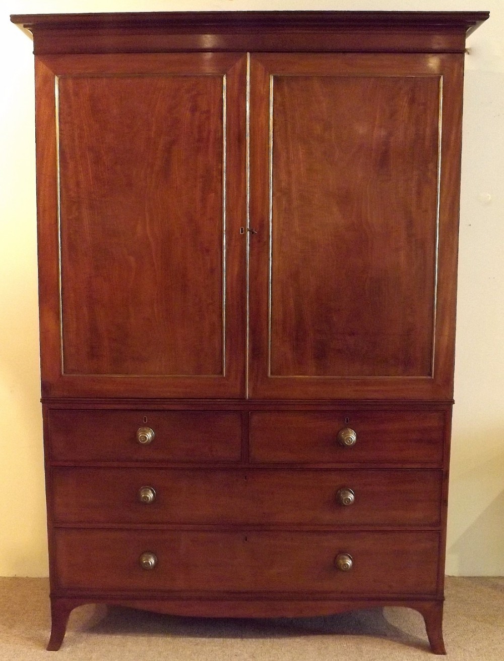 A Fine George III Mahogany Linen Press 