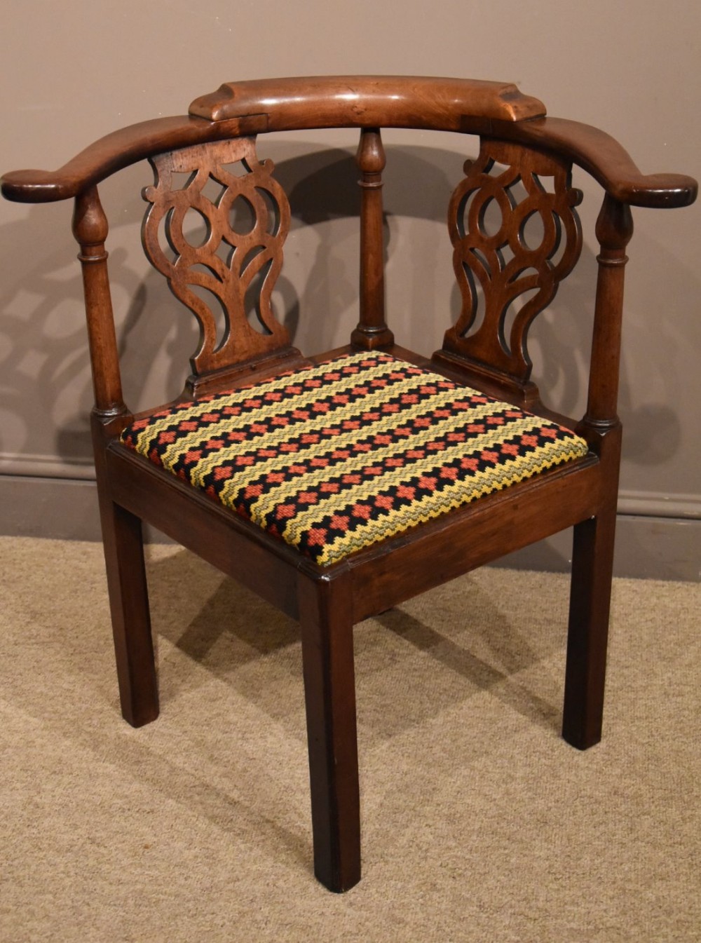 A Handsome Early George III Cuban Mahogany Corner Chair 
