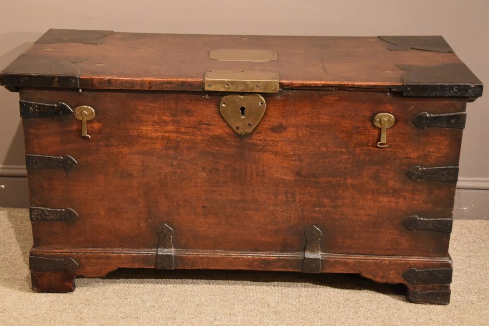 A Handsome Anglo Indian Teak and Iran Bound Trunk 