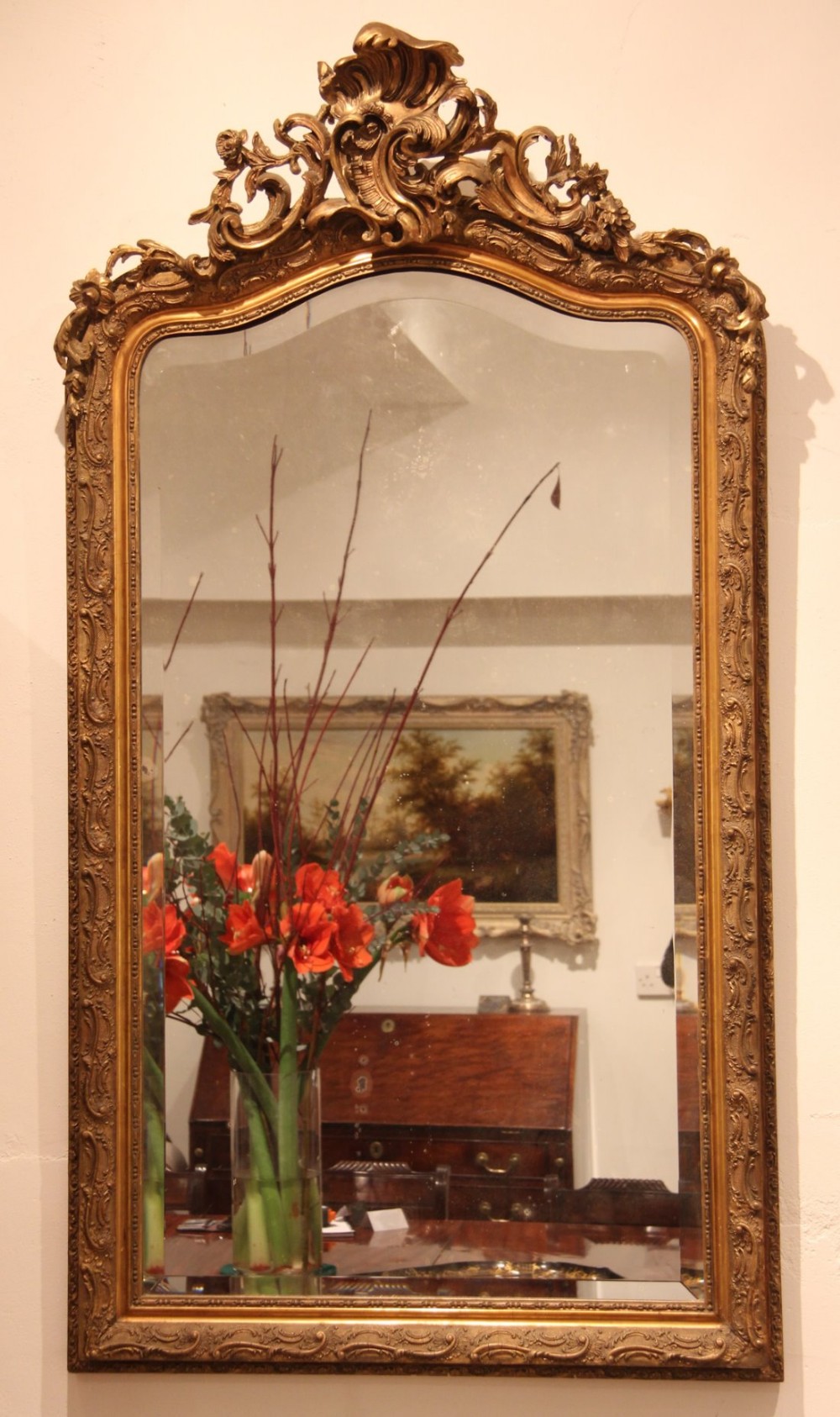 Victorian Rococo Style Giltwood and Gesso Mirror