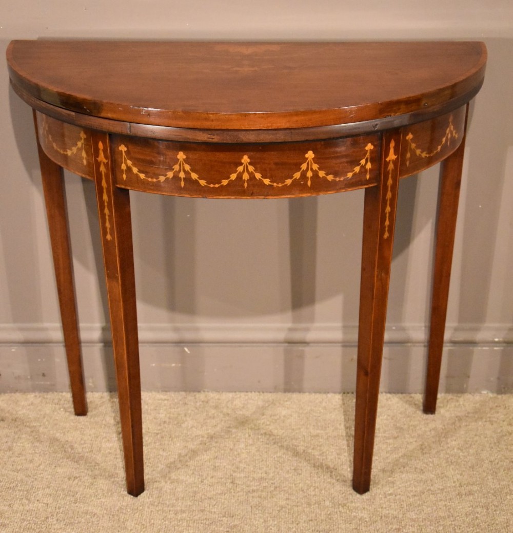 A Very Pretty Small Demi Lune Sheraton Revival Card Table