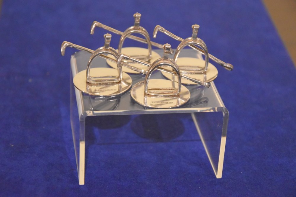 Rare set of Four Solid Silver place Menu Holders 