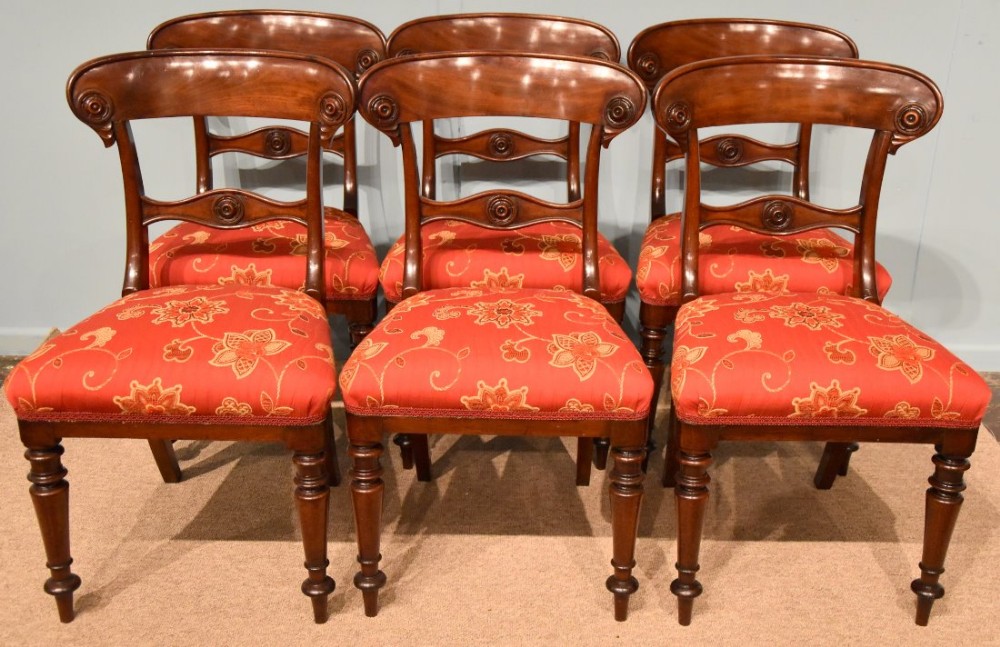An Elegant Set of Six Early Victorian Mahogany Dining Chairs
