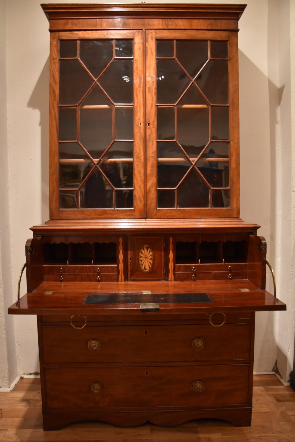Late Georgian Mahogany Secretaire Bookcase 