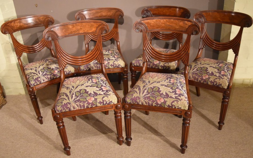 An Elegant Set of Six William IV Scottish Mahogany Dining Chairs 