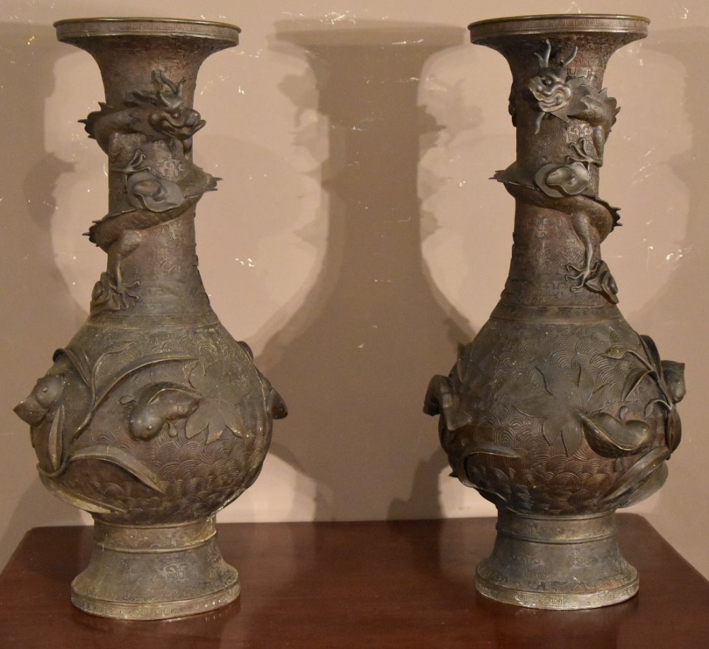 Pair of Bronze Chinese Vases