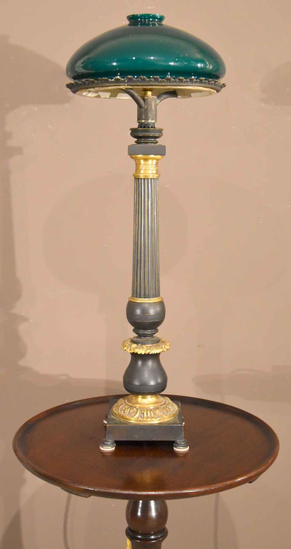 19th Century Bronze and Gilt converted Oil Lamp