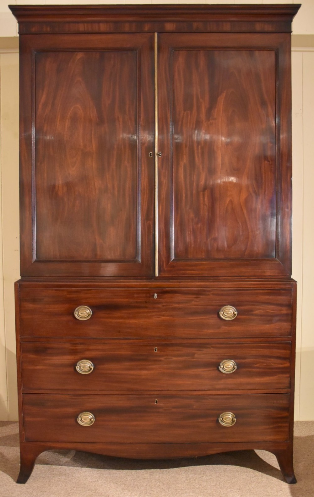 A Good Georgian Mahogany Secretaire Linen Press