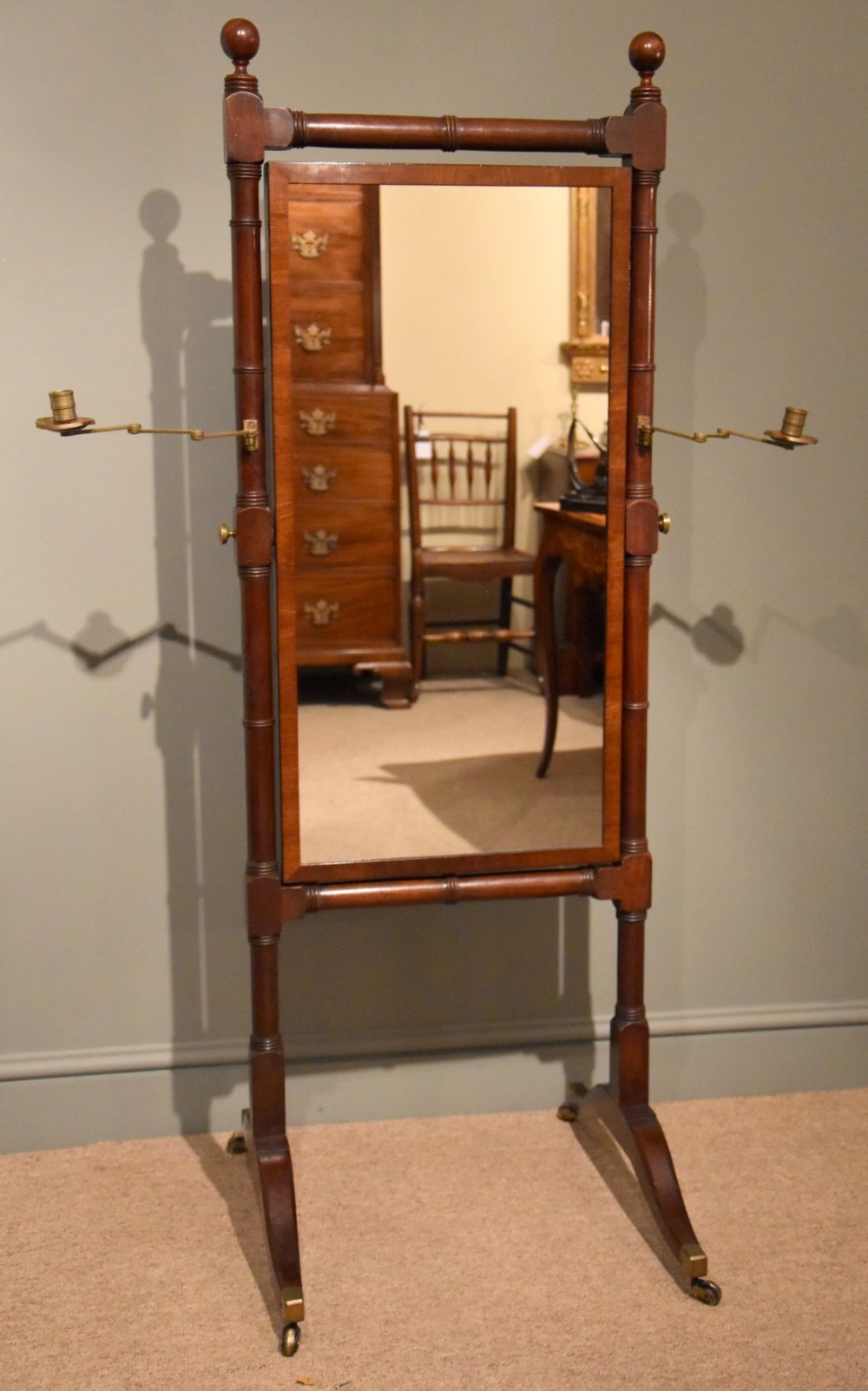 An Early 19th Century Mahogany Cheval Mirror